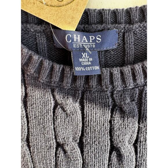 Chaps Blue Cable Knit Sweater XL with Button Shoulder Accents - Picture 5 of 5